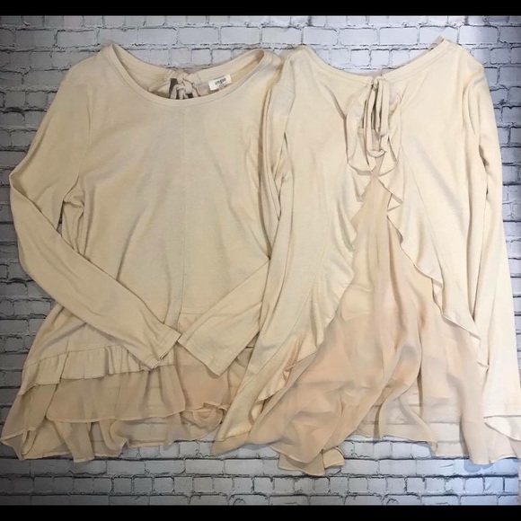 Umgee Tops - NWT Umgee Tan Ruffle Top Size Small